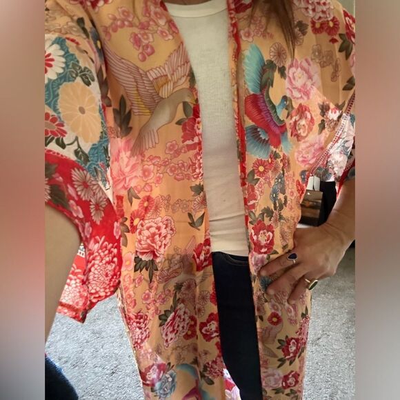 Bohemian Sheer Floral Kimono Robe - Picture 8 of 8